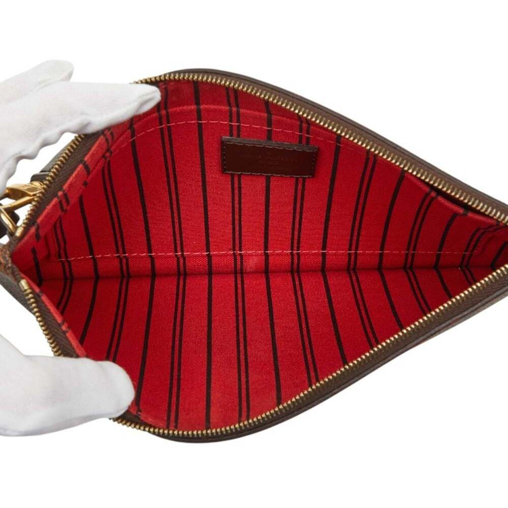 LOUIS VUITTON Authentic Brown Damier Leather Neverfull MM Pouch - Picture 8 of 10